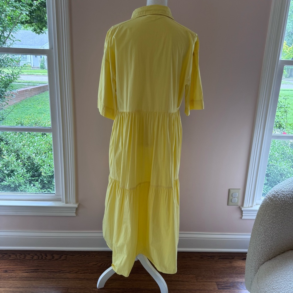 Mable Yellow Tiered Ruffle Midi Dress Shirtdress Button Front Size L - Picture 9 of 9